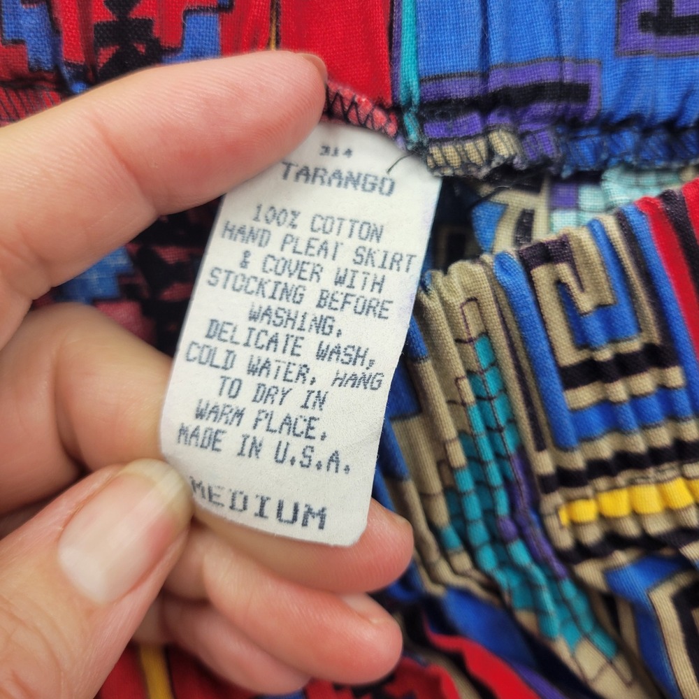 VTG Tiered Maxi Skirt Southwestern Tribal Print Cotton Medium Tarango‎ Full - Picture 7 of 9